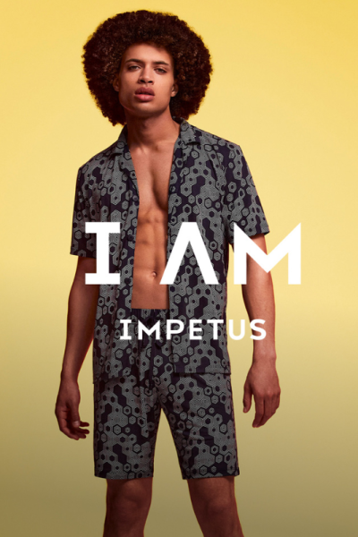 Pijama de hombre corto de Lyocell abierto y estampado, I AM Impetus