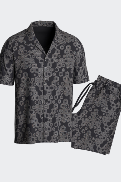 Pijama de hombre corto de Lyocell abierto y estampado, I AM Impetus