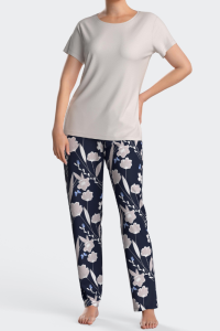 Pijama de mujer de Lyocell manga corta y pantalón largo, Impetus