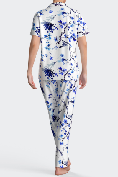 Pijama de mujer abierto de manga corta y pantalón largo, Impetus