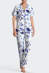 Pijama de mujer abierto de manga corta y pantalón largo, Impetus