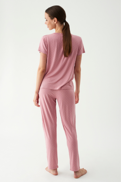 Pijama de mujer manga corta y pantalón largo en modal ROSA, Promise