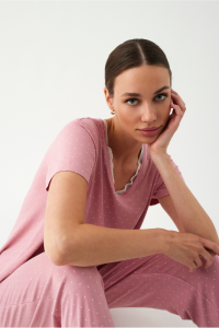 Pijama de mujer manga corta y pantalón largo en modal ROSA, Promise