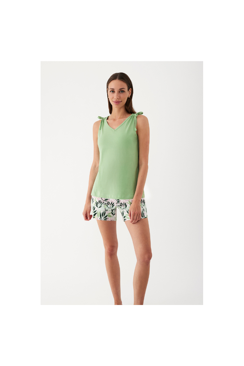Pijama de tirante ancho de algodón VERDE, Promise