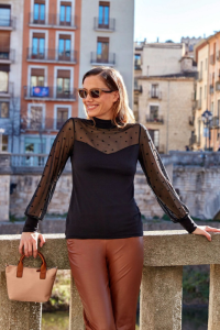 Camiseta de manga larga en tul modal HEARTS, Janira