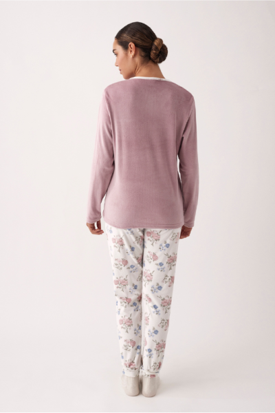 Pijama de mujer de terciopelo elástico ROSA VINTAGE, Promise