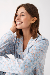 Pijama abierto de terciopelo elástico AZUL, Promise