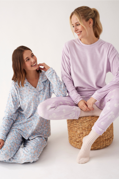 Pijama abierto de terciopelo elástico AZUL, Promise