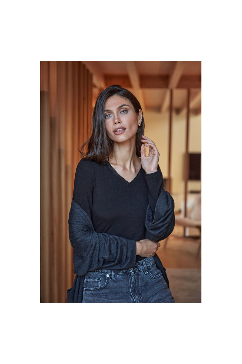 Camiseta de manga larga en lyocell LACE WARM NATURE, Janira