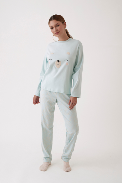 Pijama largo de mujer en algodón ACQUA, Promise