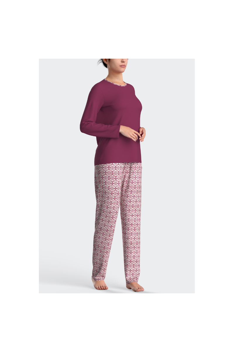 Pijama largo de mujer en algodón y modal N95, Impetus