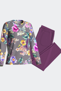 Pijama largo de mujer en algodón y modal N92, Impetus