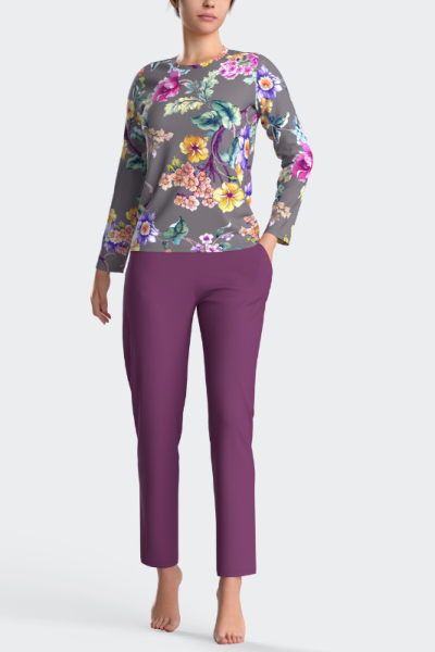 Pijama largo de mujer en algodón y modal N92, Impetus