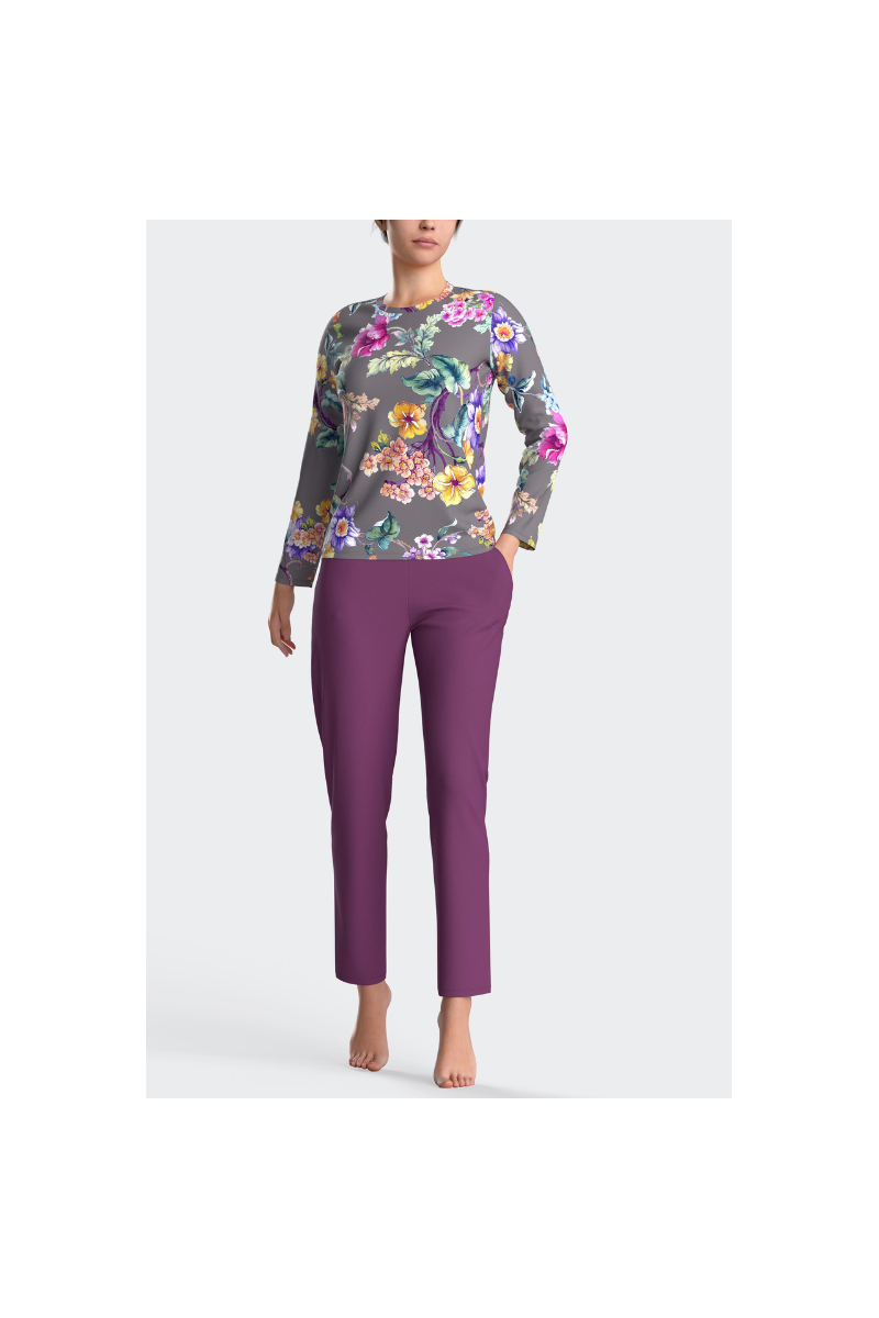 Pijama largo de mujer en algodón y modal N92, Impetus