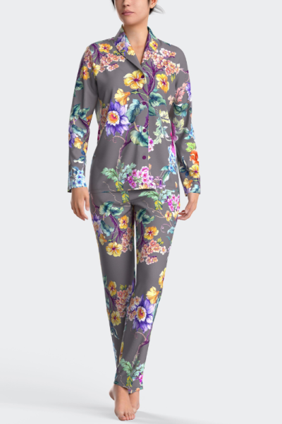 Pijama de mujer abierto de botones en algodón y modal N92, Impetus