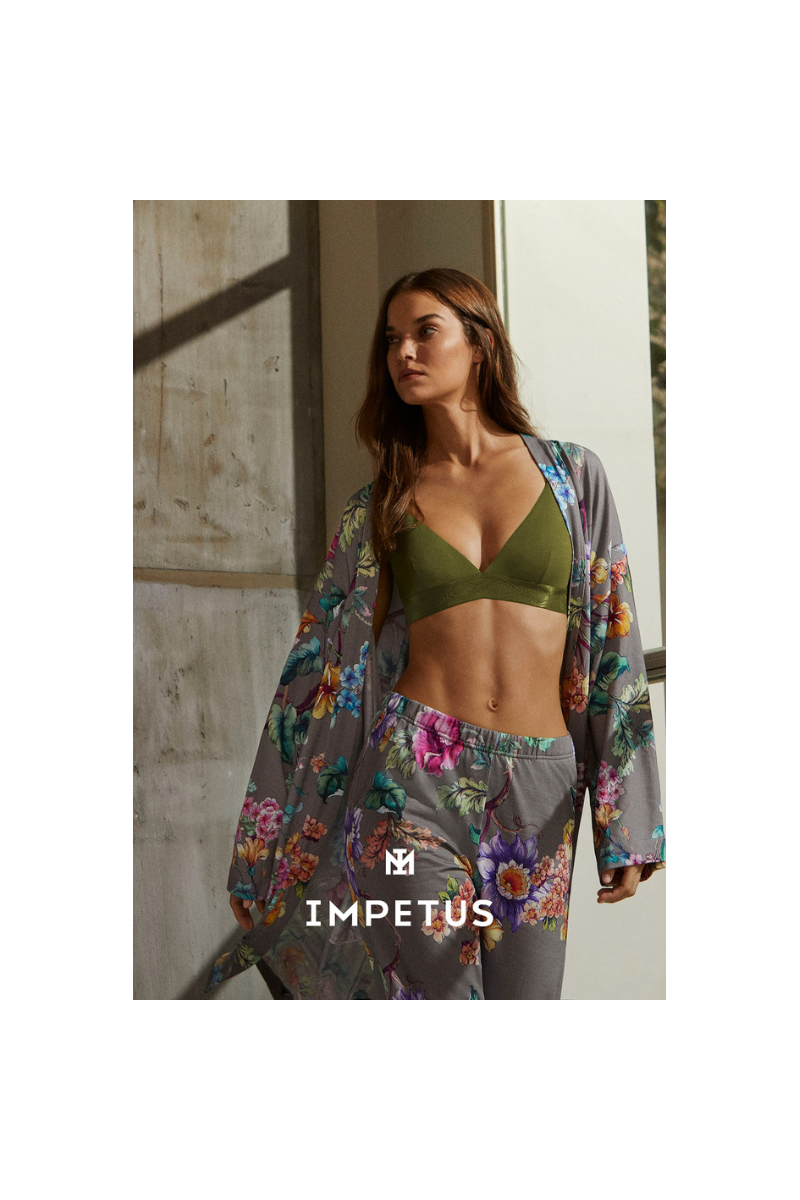 Pijama de mujer abierto de botones en algodón y modal N92, Impetus