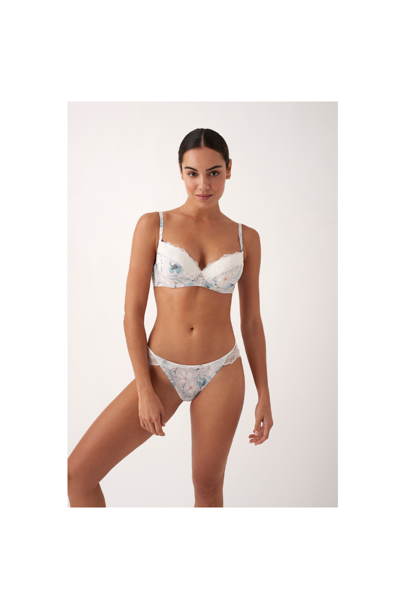 Conjunto Sujetador push-up y Tanga AZUL PASTEL, Promise