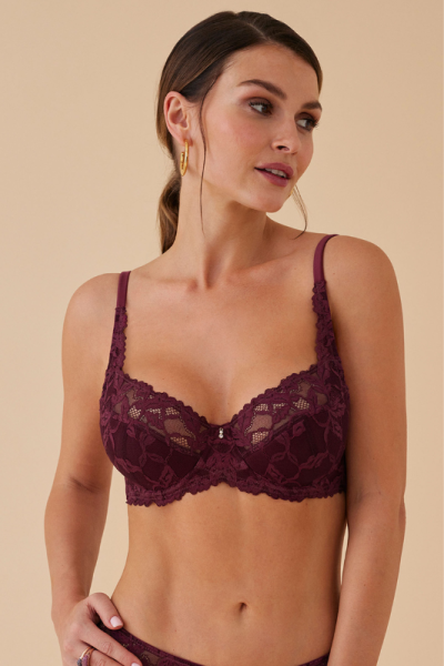 Sujetador con aro y media copa foam BURGUNDY, Promise Luxury