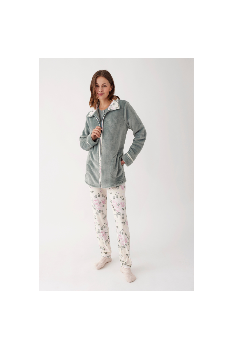 Conjunto 3 Piezas bata y pijama VERDE VINTAGE, Promise