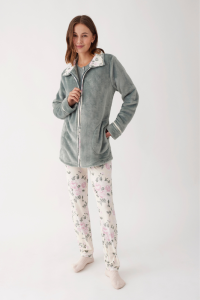 Conjunto 3 Piezas bata y pijama VERDE VINTAGE, Promise