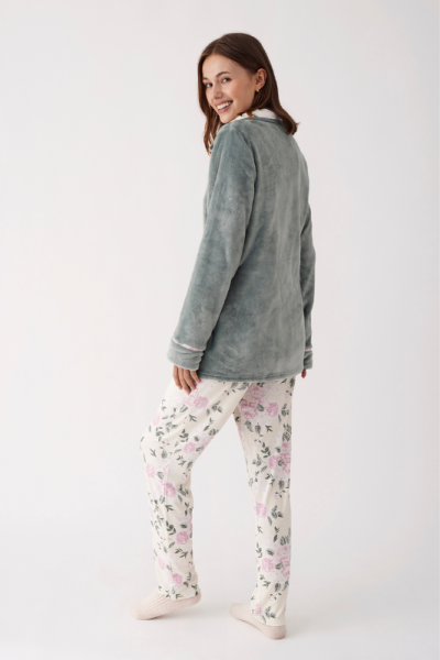 Conjunto 3 Piezas bata y pijama VERDE VINTAGE, Promise