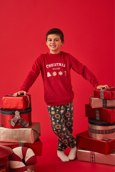Pijama de niño y niña de terciopelo NAVIDAD, Promise