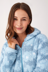 Bata de borreguito con cremallera NUBES AZUL, Promise