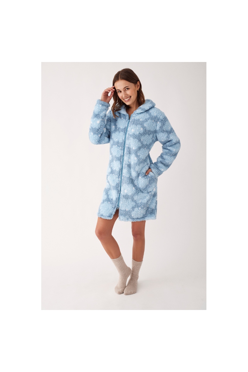 Bata de borreguito con cremallera NUBES AZUL, Promise