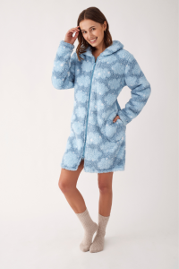 Bata de borreguito con cremallera NUBES AZUL, Promise