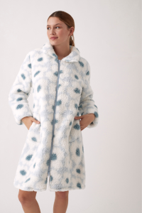 Bata de borreguito con cremallera FLOR BLANCA, Promise