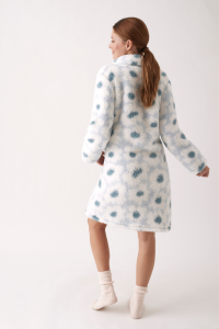 Bata de borreguito con cremallera FLOR BLANCA, Promise