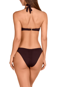 Bikini Halter Liso Chocolate Dolores Cortés | Top Triángulo Detalle Dorado | Comprar Online