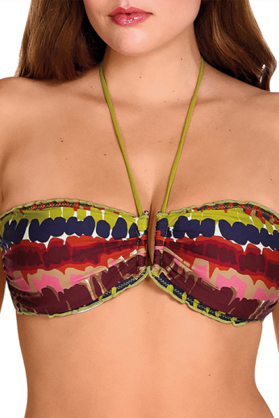 Bikini Étnico Multicolor Dolores Cortés 2604 | Top Bandeau Copa E con Aros | Comprar Online