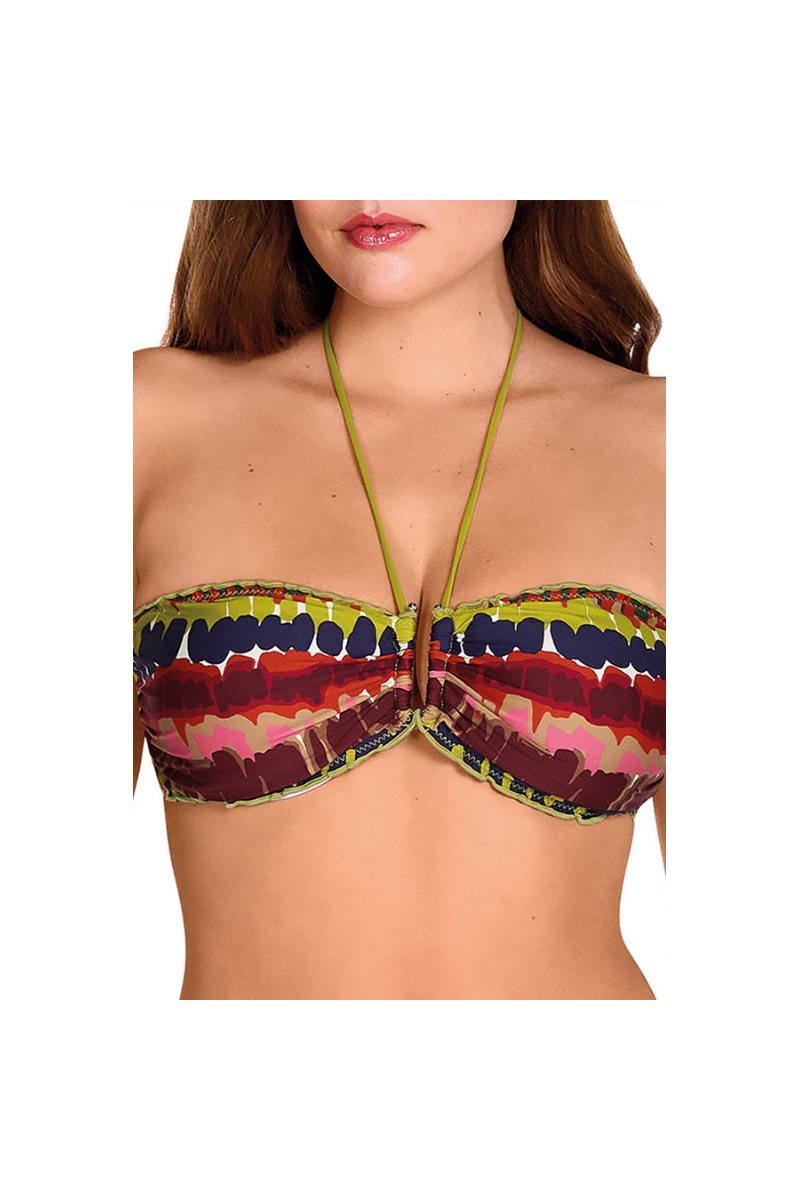 Bikini Étnico Multicolor Dolores Cortés 2604 | Top Bandeau Copa E con Aros | Comprar Online