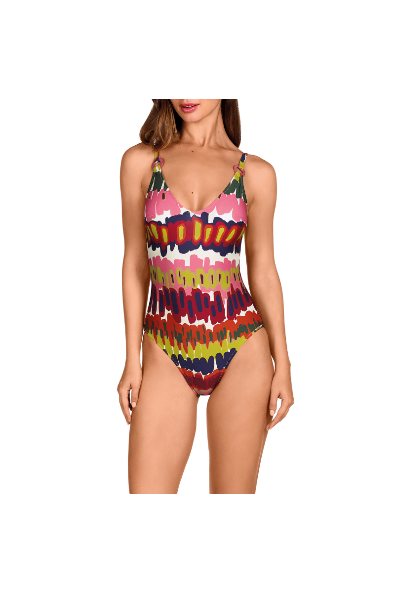 Bañador Étnico Multicolor Dolores Cortés 2603 | Copas Preformadas Soft Control | Comprar Online