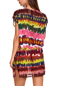 Vestido Playero Kaftan Dolores Cortés 2605 | Étnico Multicolor Cintura Anudada | Comprar Online