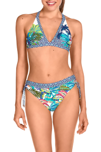 Bikini Tropical Azul Dolores Cortés 2568 | Top Triángulo Copas Extraíbles | Comprar Online