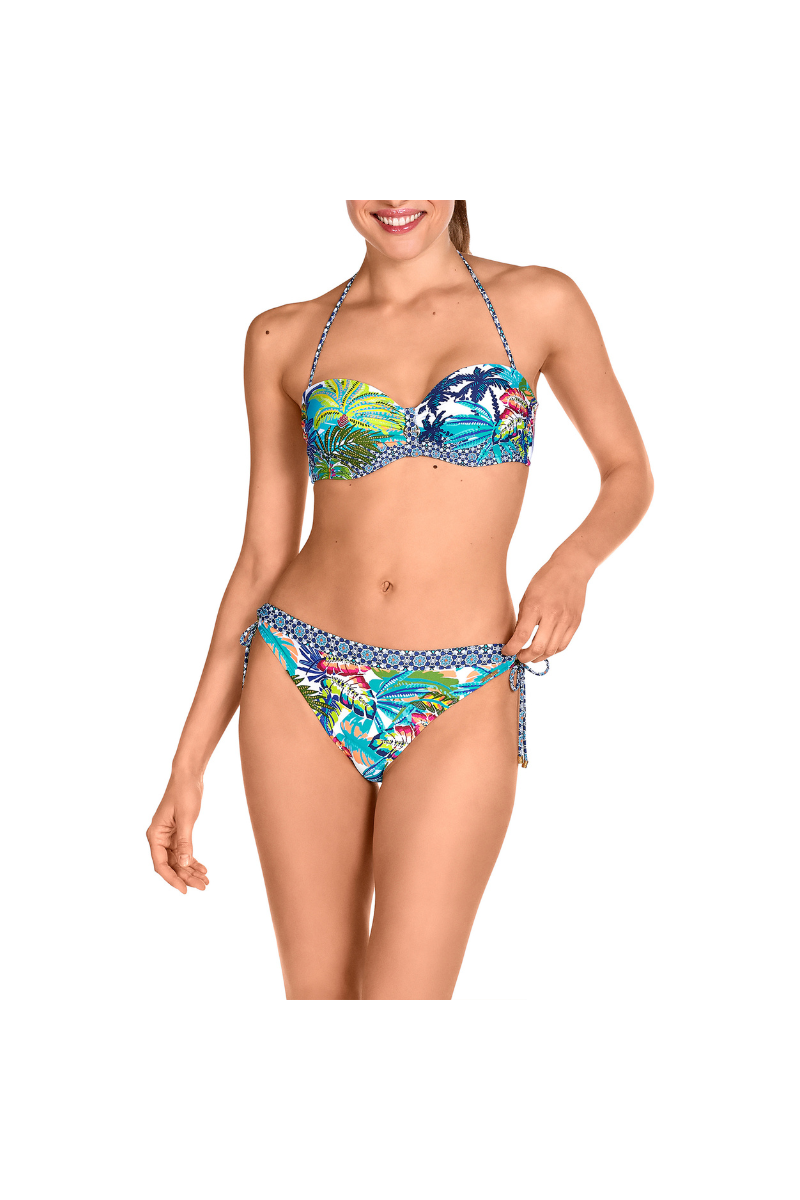 Bikini Tropical Bandeau Dolores Cortés 2567 | Copas Aros Hebilla Central | Comprar Online