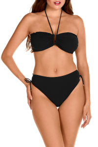 Bikini Bandeau Negro Dolores Cortés 2655 | Top Bandeau Copa E con Aros | Comprar Online