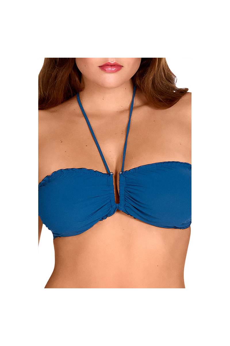 Bikini Bandeau Azul Dolores Cortés 2665 | Top Bandeau Copa E con Aros | Comprar Online