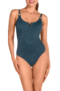 Bañador Textura Hojas Azul Petróleo Dolores Cortés 2587 | Copa Extraíble y Espalda Escotada | Comprar Online