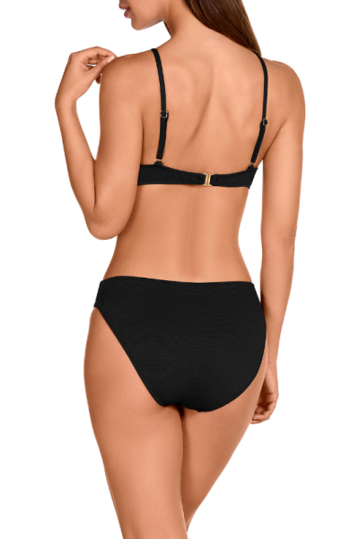 Bikini Negro Textura Piqué Dolores Cortés 2630 | Copa con Aro y Ribete Blanco | Comprar Online