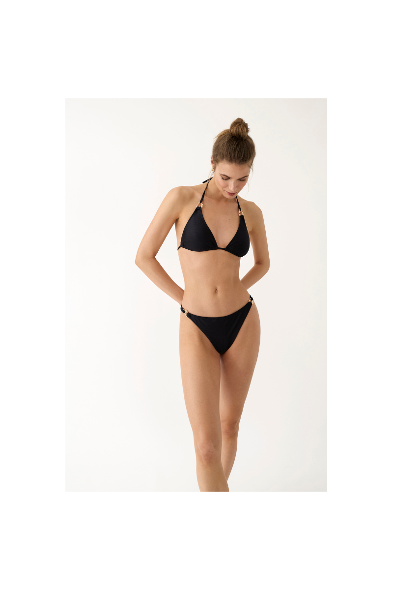 Bikini Triángulo Negro Promise S11070 | Jacquard Golden Noir Herrajes Dorados | Comprar Online