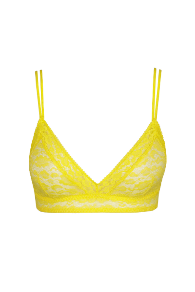 Bralette Encaje Amarillo Sarda CID | Triángulo Sin Relleno Sin Aro | Comprar Online