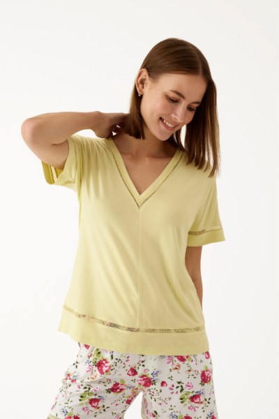 Pijama Mujer Corto Viscosa | Promise | Top Pistacho, Shorts Floral | Comprar Online