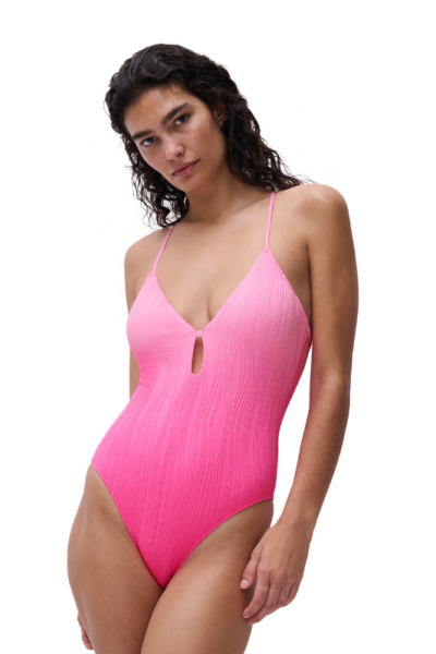Bañador Rosa Chantelle Pulp | Tejido Toalla con Degradado en Talla Única y Espalda Cruzada | Comprar Online