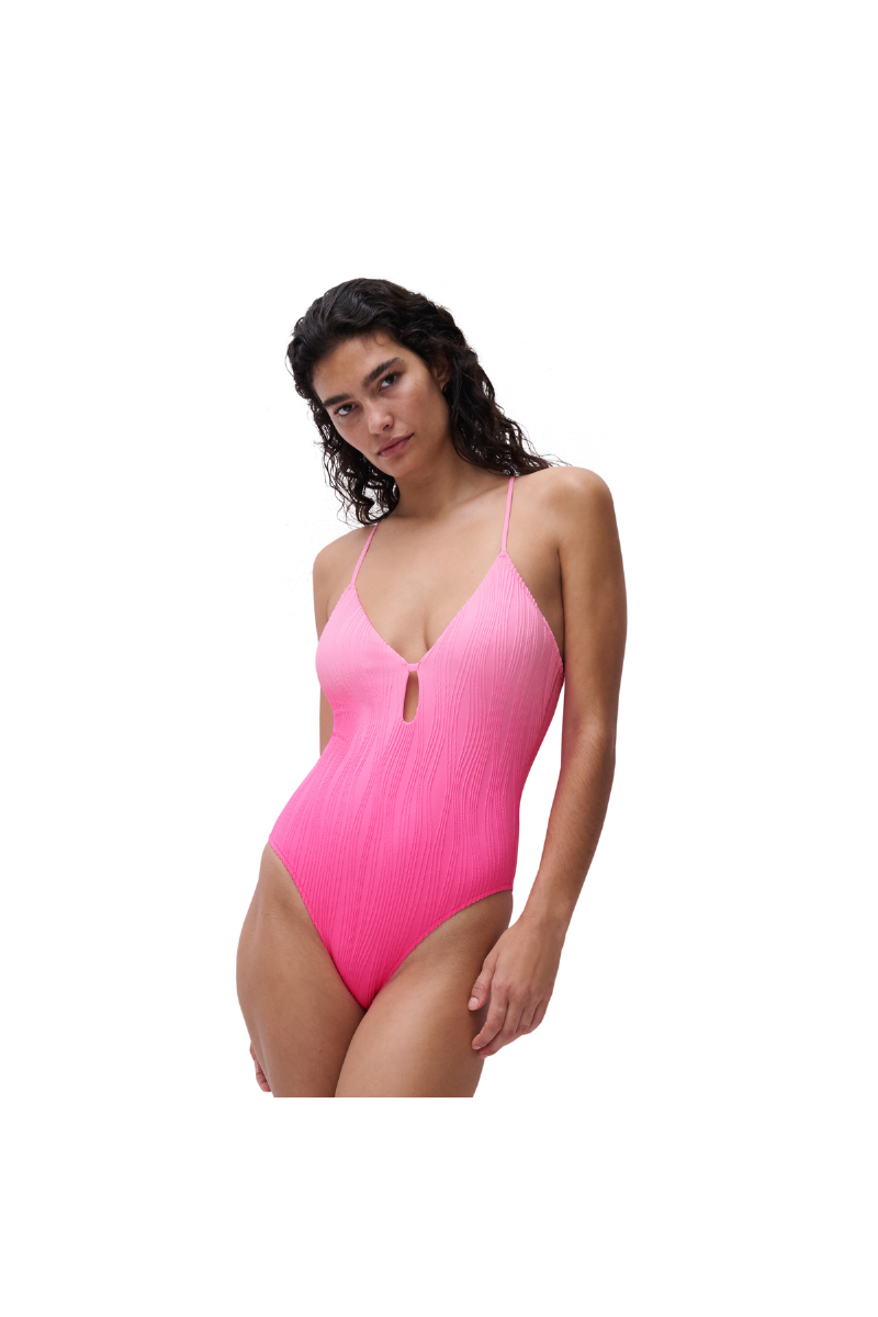 Bañador Rosa Chantelle Pulp | Tejido Toalla con Degradado en Talla Única y Espalda Cruzada | Comprar Online