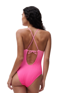 Bañador Rosa Chantelle Pulp | Tejido Toalla con Degradado en Talla Única y Espalda Cruzada | Comprar Online