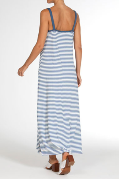 Vestido Largo Sicilia Janira | Rayas Marineras Azul Blanco Maxi Verano | Comprar Online