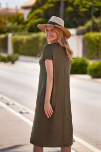 Vestido midi verde oliva, negro Viscolight · Janira | Moda Verano